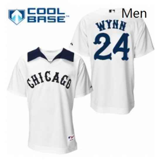 Mens Majestic Chicago White Sox 24 Early Wynn Authentic White 1976 Turn Back The Clock MLB Jersey